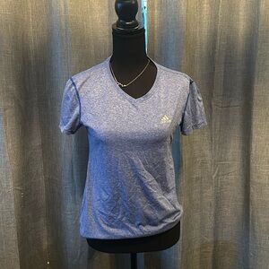 Blue ADIDAS short Sleeve V Neck